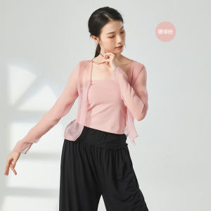 古典舞服身韵雪纺纱衣新款宽松飘逸上衣中国舞舞蹈服练功服开衫秋Classical dance clothes body rhyme Chiffon yarn clothes new loose and elegant top Chinese dance clothes training clothes cardigan autumn