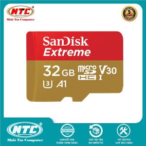 Thẻ nhớ MicroSDHC SanDisk Extreme 32GB 667X A1 V30 UHS-I U3 đọc 100MB/s ghi 60MB/s (Vàng) Nhất Tín Computer