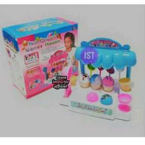 ORIGINAL KEMASAN DUS mainan anak gerobak Ice Cream Candy House LI 2  Sweet Dessert Mainan anak Perempuan Trolley Jualan Gerobak Es Krim Permen Ice Cream Candy House Mainan Ice Cream Shop Music Bisa Berbunyi Menggunakan Baterai