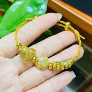 vòng tay nữ hồ ly chúa thach anh tự nhiên vip mix đồng điếu và cỏ 4 lá thạch anh tóc vàng vip vòng tay đá phong thủy hợp mệnh thổ mệnh kim trang sức thiết kế đủ hóa đơn thẻ bảo hành