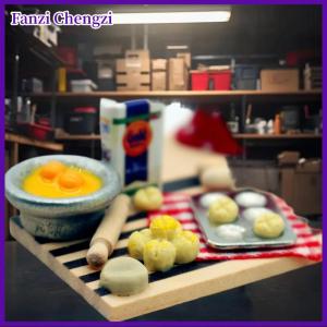 Fanzi Dollhouse thực phẩm đồ chơi bánh ngọt làm trạm trứng sữa bánh mì cắt Board thu nhỏ Mô hình nhà bếp Phụ kiện trẻ em giả vờ chơi đồ chơi