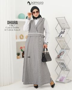 DAMOZA | Gamis Damoza Dhiara Grey - White | Dress Damoza