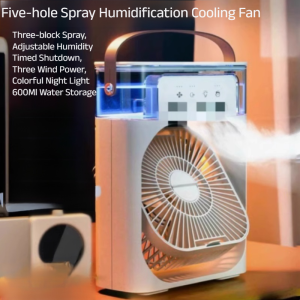 Large chiller desktop humidifying spray colorful lights desktop mute fivehole fan