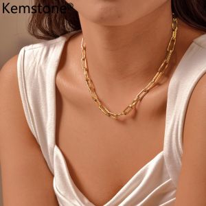 Kemstone สร้อยข้อมือแบบสร้อยข้อมือลายนูนทรงสี่เหลี่ยมผืนผ้าสแตนเลสทองสำหรับชุดเครื่องประดับผู้หญิง