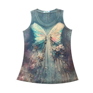 REHIN Womens T-shirt Sleeveless Knit Vest with Breathable Skin-Friendly Fabric and Unique Print Pattern Tops for Summer Fashion Tanks