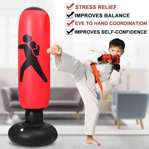 160cm Tumbler Inflatable Boxing Bag Vertical Fitness Punching Bag For Kids&Adult Sandbag