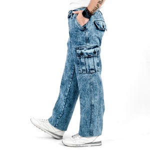 Gizmo Celana Cargo Jeans Pria Loose fit reguler gombrong / Long cargo pants Grey