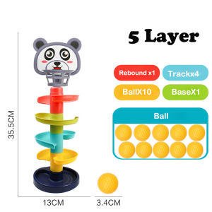 Ready Stock 5 layers Stacking Toys For Baby Rolling Ball Pile Tower Early Educational Toy For Babies Rotating Track Educational Baby Gift  For Kids 6 9 12 months