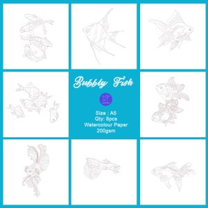 Tropical Blue Watercolour Exercise for Beginner Easy Animal Painting Artline A5 Size 200gsm Watercolour Practice Paper Kertas Painting