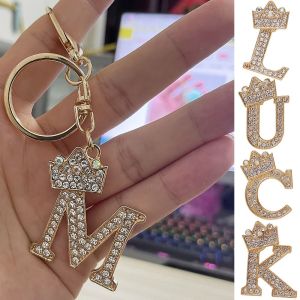 FUNG Cute 1PC Glitter Gradient Car Accessories Christmas Gift Rhinestone Bag Ornaments Handbag Charms Car Keyring Letter Crown Key Chain English Alphabet Keyring 26 Letter Keychain 26 Alphabet Key Ring