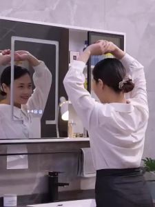 Solid Wood Bathroom Mirror Inligent Bathroom Mirror Changhong Glass Door Defogging Mirror Bathroom Wall Mounted Mirror Cabinet