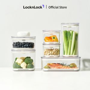 Bộ máy hút chân không và hộp bảo quản thực phẩm LocknLock 7 món Maestro Vaccum LVC401S7 - Màu trắng