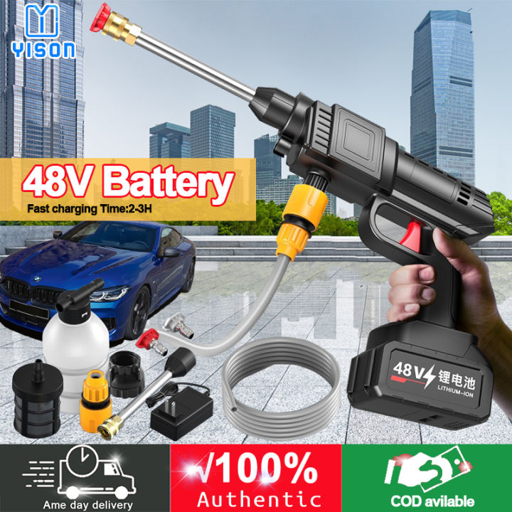 48VF Portable Wireless Power Spray Perssure Car Washer Lithium Battery ...