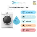 [Online Exclusive] Midea MF100W75 White Front Load Washer, 7.5kg, Water Efficiency 3 Ticks. 