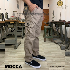 STARLEE JEANS - Celana Cargo Panjang Bahan KanvasTwill Premium Warna Army Big Size 28-38