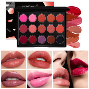 Veronni 15 Colors Mini Lip Gloss PaletteWaterproof Lipstick Moisturizing Long Lasting Lip Glaze with Brush