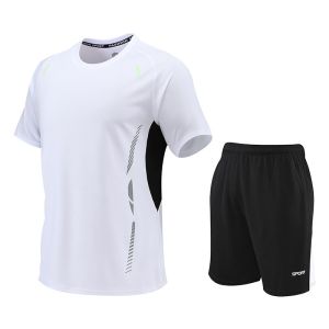 KAMB kaos gym pria 1set 2 bagian olahraga yang menyerap keringat dan cepat kering