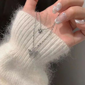 เครื่องประดับสำหรับผู้หญิง สร้อยคอผีเสื้อ สาวหวาน สร้อยจี้ผีเสื้อคู่ สร้อยคอโซ่กระดูกไหปลาร้า คุณภาพประหยัดระหว่างหน้าใสและความสะอาดให้ถูกต้อง