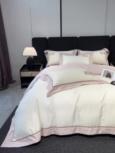 Export Italian Long-staple Cotton Four-piece Set Light Luxury 100 100% Cotton Duvet Cover Pure Cotton Bed Sheet Fitted Sheet Hotel Bedding LZD