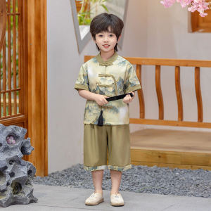 227Han Dynasty Boys Suit Kids New Chinese Summer Folk Costume Baby Dress for One Year Old Childrens National Style Thin Summer Wear