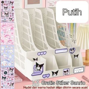 **【Penjual Lokal】Stiker Sanrio Gratis Rak Buku Sekat Rak Penyimpanan Barang Pena Desk Organizer Ins Minimalis Meja Belajar Stationary Kit Berkualitas Korean Style Laci Rak Buku Lucu Unik**