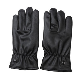 Riding Warm Gloves Black Padded Touch Screen Leather Gloves Outdoor Waterproof Windproof Fall Winter Thickened PU Gloves