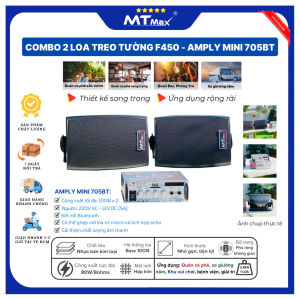 [Tặng 10m dây loa] Combo Loa Treo Tường 2 loa F450 và Amply 705BTTrải Nghiệm Âm Thanh Sống Độngsử dụng cho quán caffespa phòng trà
