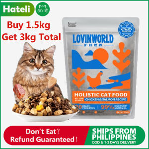 (BUY 1 GET 1 FREE)Lovinworld Cat Dry Food High Protein Freeze-dried Chicken Salmon Flavor Kittens Food 1.5kg/Pack