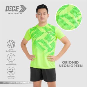 Jersey Kaos Olahraga Running Volly Badminton Dice Orionid Neon Green