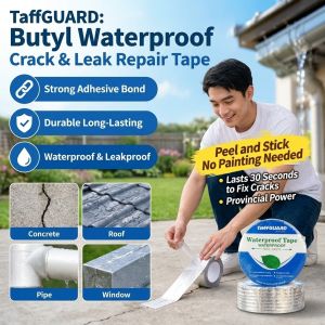 Butyl Waterproof Tape Self-Adhesive Leak Repair Tape Strong Sealing Strip for Roof Wall Cracks Water Hose Pipe and Household Waterproofing