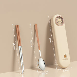 ช้อนส้อมเเบบกล่องพกพา ขนาดกะทัดรัด ชุดช้อนตะเกียบสแตนเลส ช้อนกินข้าว ช้อนเกาหลี ตะเกียบพกพา ชุดเซตช้อน เป็นของชำรวย เครื่องใช้บนโต๊ะอาหาร ใช้งานง่าย