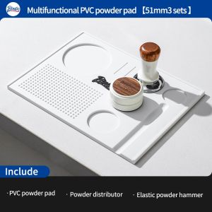BINCOO Coffee Tamper Set Multifunctional Powder Press Mat Coffee Utensils Set Coffee Bar Pad Coffee Machine Handle Non-Slip Silicone Mat Set 51MM/58MM