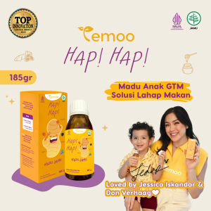 Temoo Hap Hap Madu Jamu 185 gr- Vitamin Penggemuk Badan Anak & Vitamin Otak Anak Cerdas Daya Ingat - Obat Nafsu Makan Gemuk Berat Badan Balita Suplemen Makanan