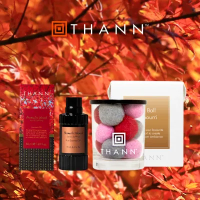 THANN Aromatic Wood Essential oil 50 ml. Free Felt Ball Potpourri เติมเต็มความเบิกบาน มีชีวิตชีวา คลายความวิตกกังวล
