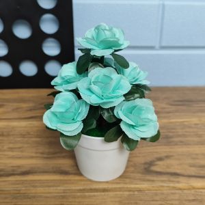 Wolf.id PBP107 Pot Bunga Mawar Plastik Dekorasi Rumah Kantor Tanaman Hias Artifisial Mini Pajangan Ruangan Tamu Ornamen Rose Flower Mini Cantik [BISA COD]