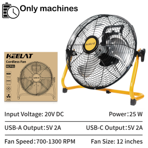 KEELAT 12 inch Industrial fan Kipas Bateri Tent Fan Rechargeable Desk Fan Camping Fan Cordless Fan