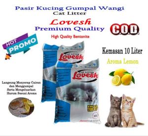Isi 10 Liter Pasir Gumpal Wangi Kucing Lovesh Premium Cat Litter Aroma Lemon