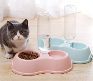 2 in 1 Pet Dog Cat Food And Water Feeder (GREY)