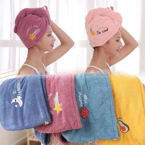Phụ Nữ Cô Gái Của mũ làm khô tóc Khăn Một Cách Nhanh Chóng Máy Sấy 100% Sợi Nhỏ miếng bọc thần kỳ Thêu Hàn Quốc Nhanh Chóng tóc xoắn phủ dài Tắm Vòi Hoa Sen