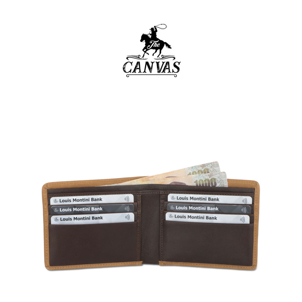 Montini (The Canvas) Genuine Cow Leather Mixed Canvas Mens Wallet TTM124. 