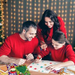 TX🏮💓🧧 8 Tấm Trẻ Em Bên Trang Trí Đồ Chơi Giáng Sinh Câu Đố Dán Tạo Ra Riêng Bạn Santa Claus DIY Make-A-Face Trò Chơi Ghép Hình