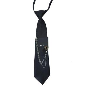 Cool JK Tie for Theme Party Knotfree Neck Tie with Metal Chain School Event Shirt Tie for Everyday Use Neckwear