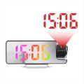 (LA9L) Led Digital Projection Clock Mirror 180°Rotation Large Screen Date Time Temperature Electronic Alarm Clock For Bedroom-B. 
