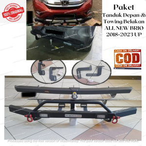 PAKET LENGKAP TANDUK DEPAN + TOWING BELAKANG BESI ARB PELINDUNG BUMPER ALL NEW BRIO 2018-2023 UP