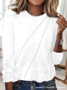 2026 Halloween-themed printed long-sleeve shirt T Womens T-shirt Casual round-neck loose-fitting base layer top