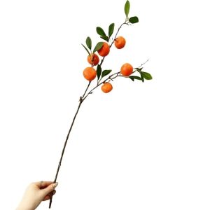 REGISTR Faux Orange Artificial Orange Branch Green Leaves Luxury Simulation Fruit Tree Photography Props Elegant Fake Plants For Home Garden Decor
