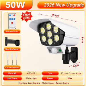 Solar Simulation Monitoring Light solar light human motion sensor LED safety simulation monitoring light outdoor waterproof garden courtyard with remote control 360 ° adjustable heavy-duty and remote multi-mode adjustable solar light