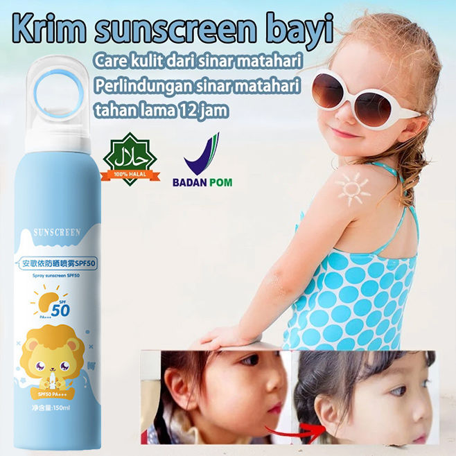 Physical Sunscreen Spray SPF 50+ PA+++ 150ML Spray Sunscreen Anak
