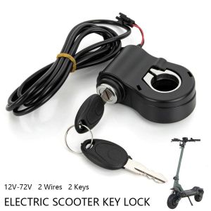 EASYEAH 1Pcs 2 Wires Ebike Key Switch Lock 12V-72V 2 Keys Anti Theft Key Switch Durable Universal Electric Scooter Key Lock for Electric Scooter E-Bike