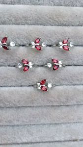 1 nhẫn nữ dập hiệu 925 đính đá garnet tự nhiên ổ nhẫn freesize